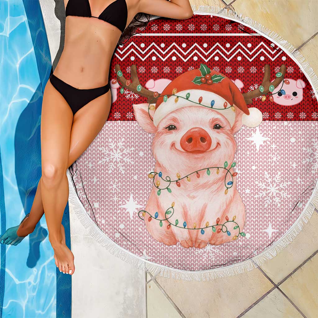 Lovely Pig Merry Christmas Beach Blanket Xmas Holiday Patterns - Wonder Print Shop