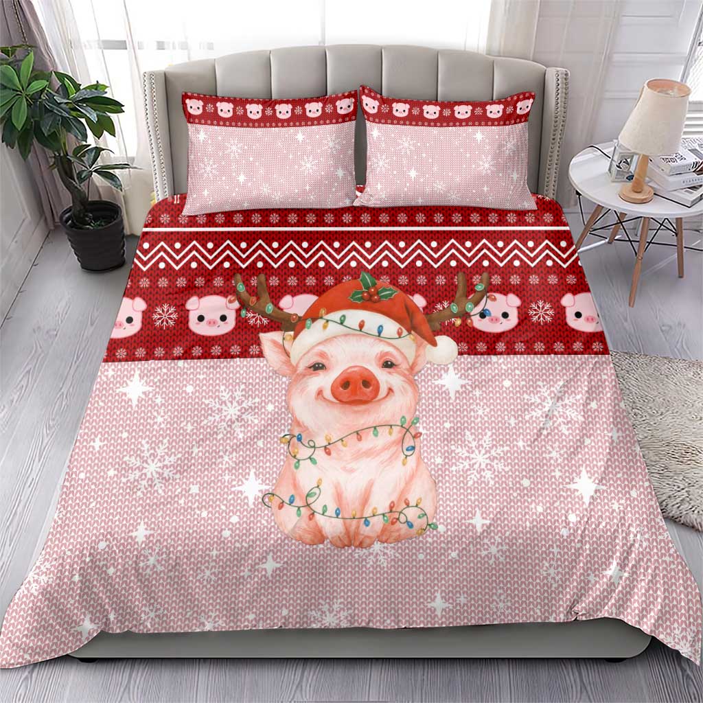 Lovely Pig Merry Christmas Bedding Set Xmas Holiday Patterns - Wonder Print Shop
