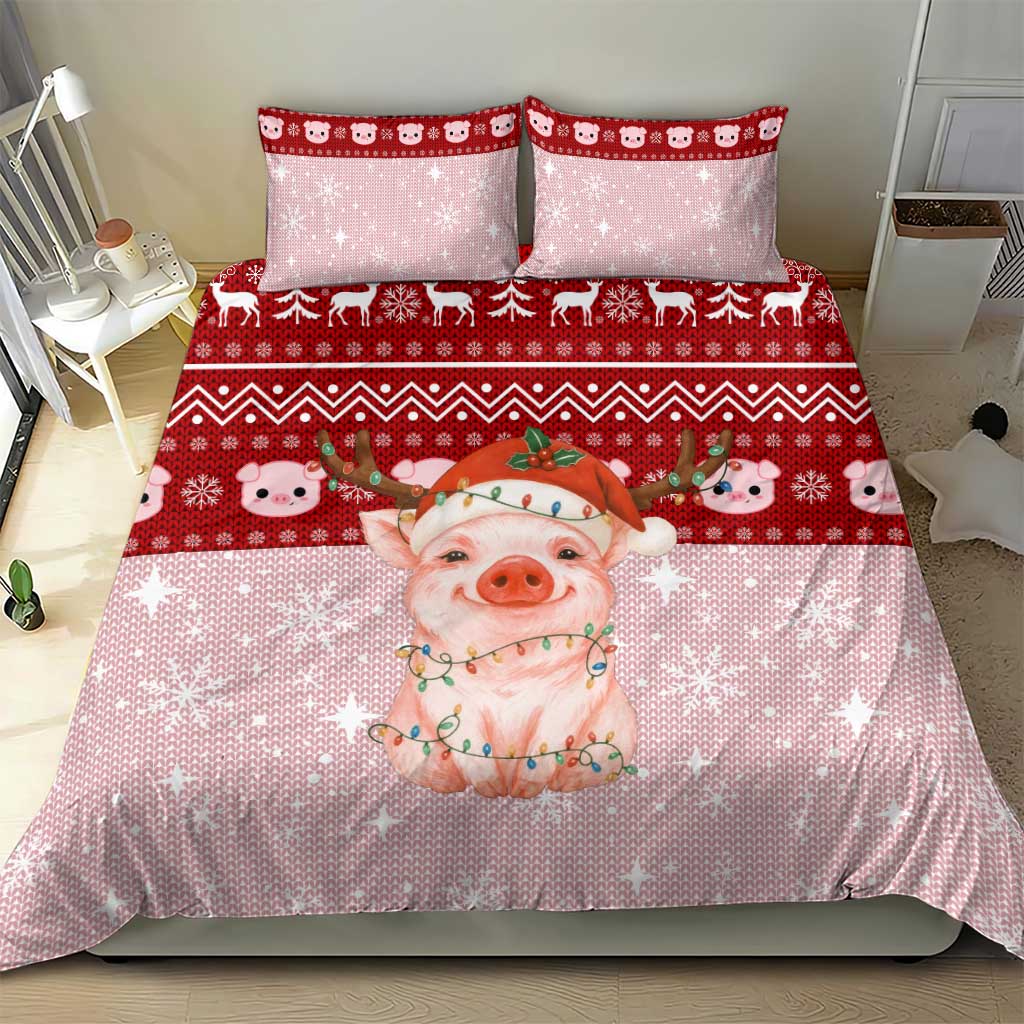 Lovely Pig Merry Christmas Bedding Set Xmas Holiday Patterns - Wonder Print Shop