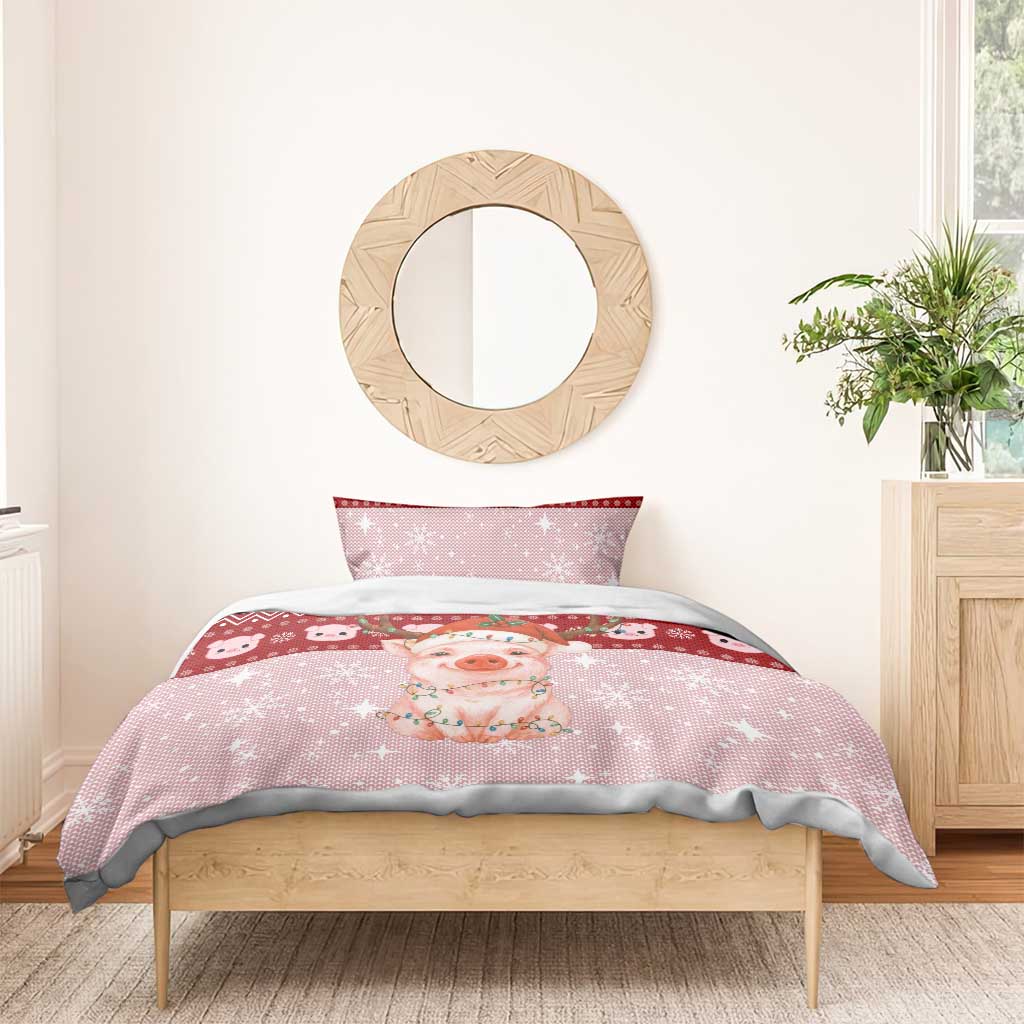 Lovely Pig Merry Christmas Bedding Set Xmas Holiday Patterns - Wonder Print Shop