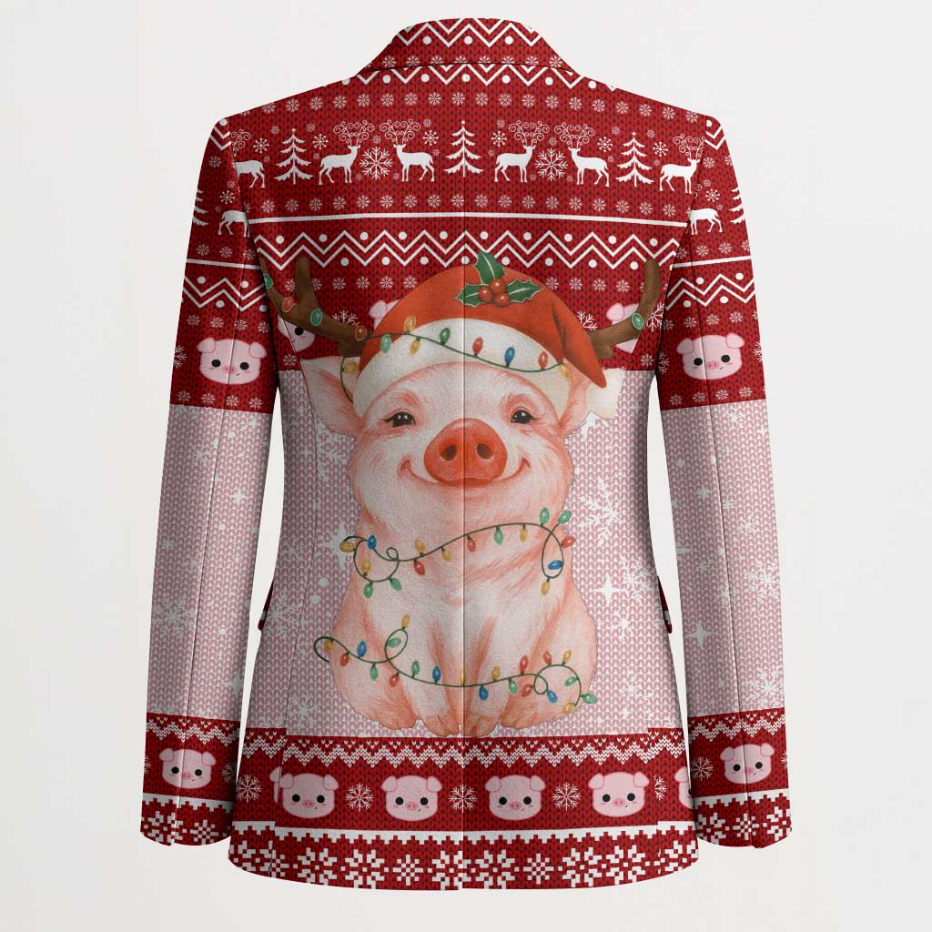 Lovely Pig Merry Christmas Blazer Xmas Holiday Patterns - Wonder Print Shop