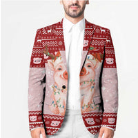 Lovely Pig Merry Christmas Blazer Xmas Holiday Patterns - Wonder Print Shop
