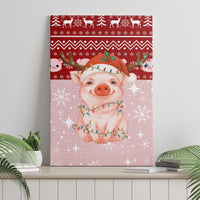 Lovely Pig Merry Christmas Canvas Wall Art Xmas Holiday Patterns - Wonder Print Shop