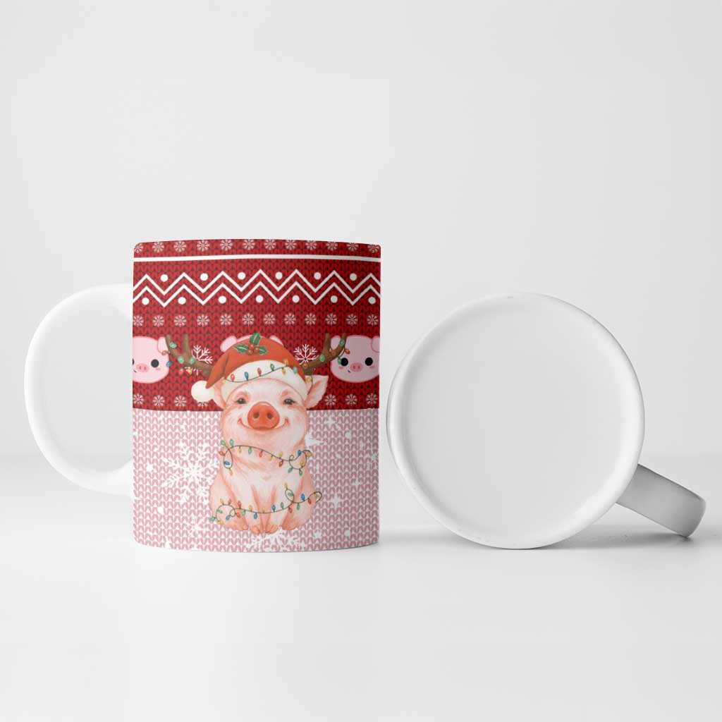 Lovely Pig Merry Christmas Ceramic Mug Xmas Holiday Patterns - Wonder Print Shop