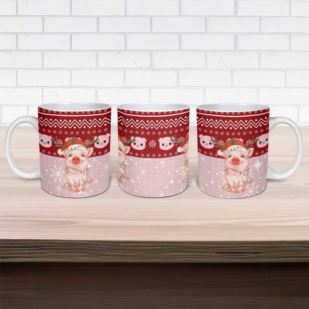 Lovely Pig Merry Christmas Ceramic Mug Xmas Holiday Patterns - Wonder Print Shop