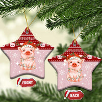 Lovely Pig Merry Christmas Ceramic Ornament Xmas Holiday Patterns - Wonder Print Shop