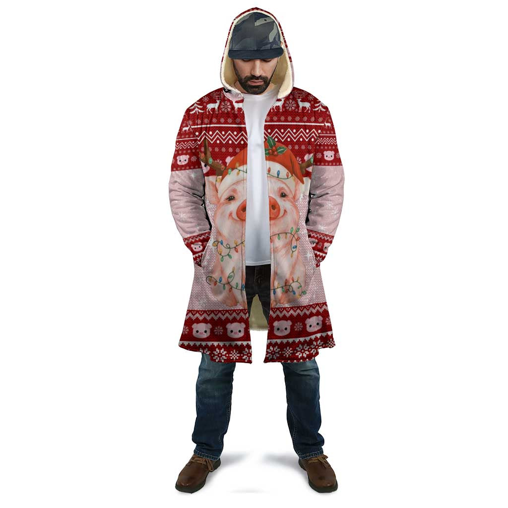 Lovely Pig Merry Christmas Cloak Xmas Holiday Patterns - Wonder Print Shop
