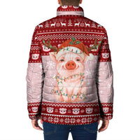 Lovely Pig Merry Christmas Padded Jacket Xmas Holiday Patterns - Wonder Print Shop
