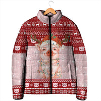 Lovely Pig Merry Christmas Padded Jacket Xmas Holiday Patterns - Wonder Print Shop