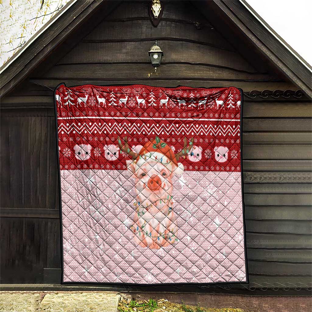 Lovely Pig Merry Christmas Quilt Xmas Holiday Patterns - Wonder Print Shop