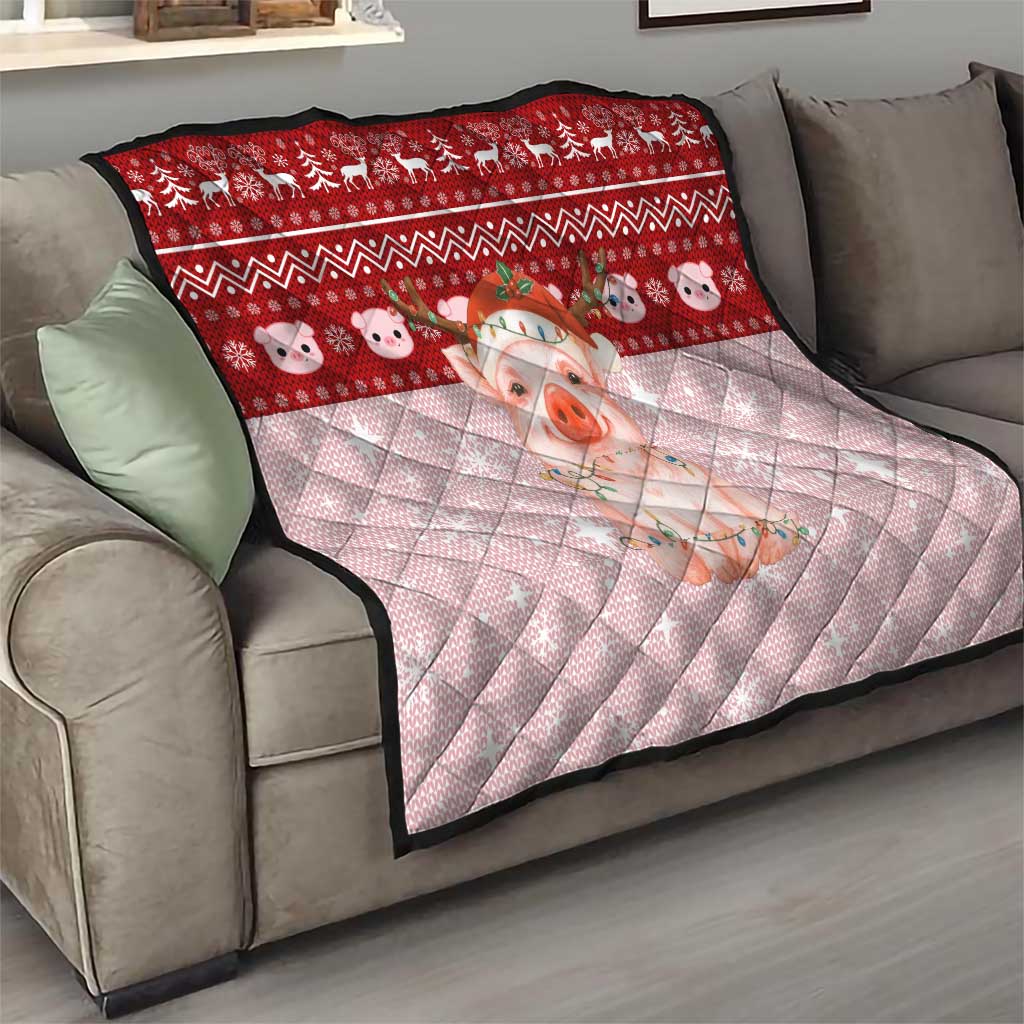 Lovely Pig Merry Christmas Quilt Xmas Holiday Patterns - Wonder Print Shop