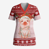 Lovely Pig Merry Christmas Scrub Top Xmas Holiday Patterns - Wonder Print Shop