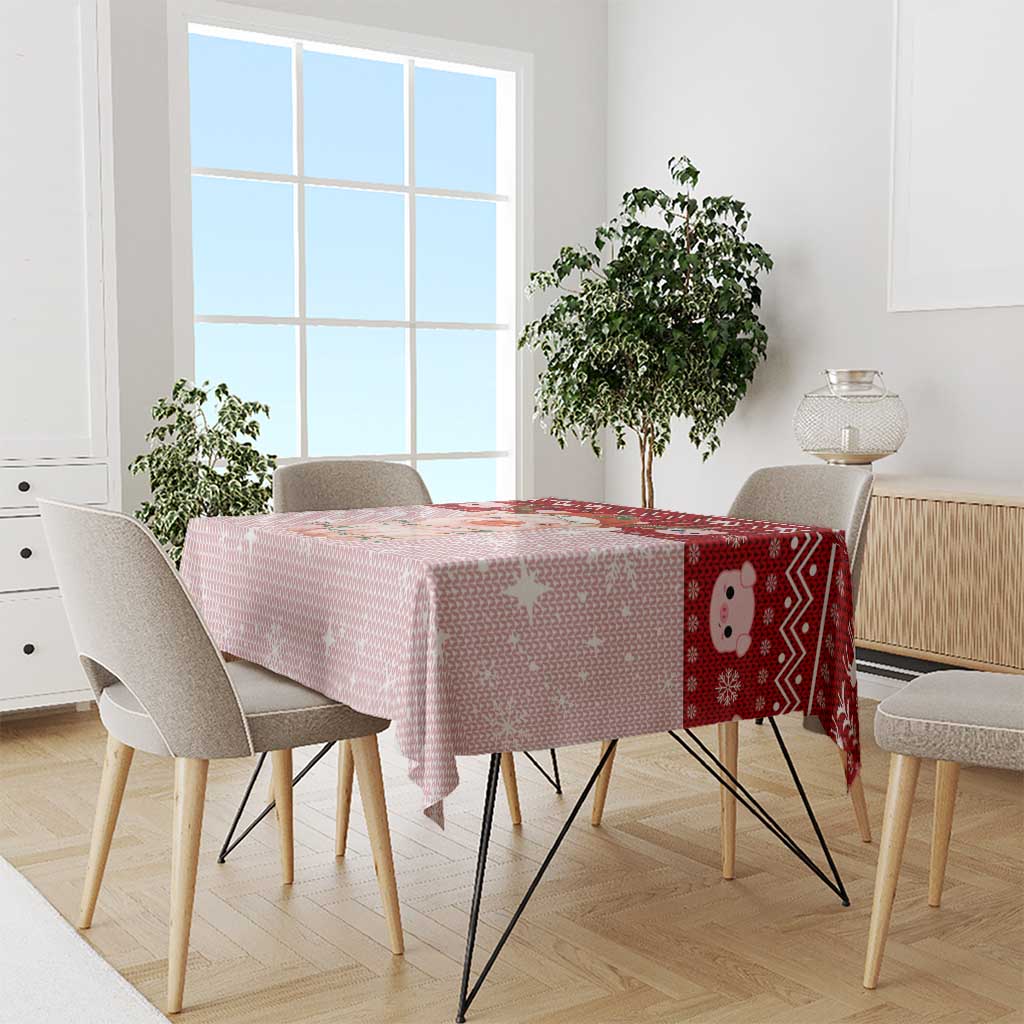 Lovely Pig Merry Christmas Tablecloth Xmas Holiday Patterns - Wonder Print Shop