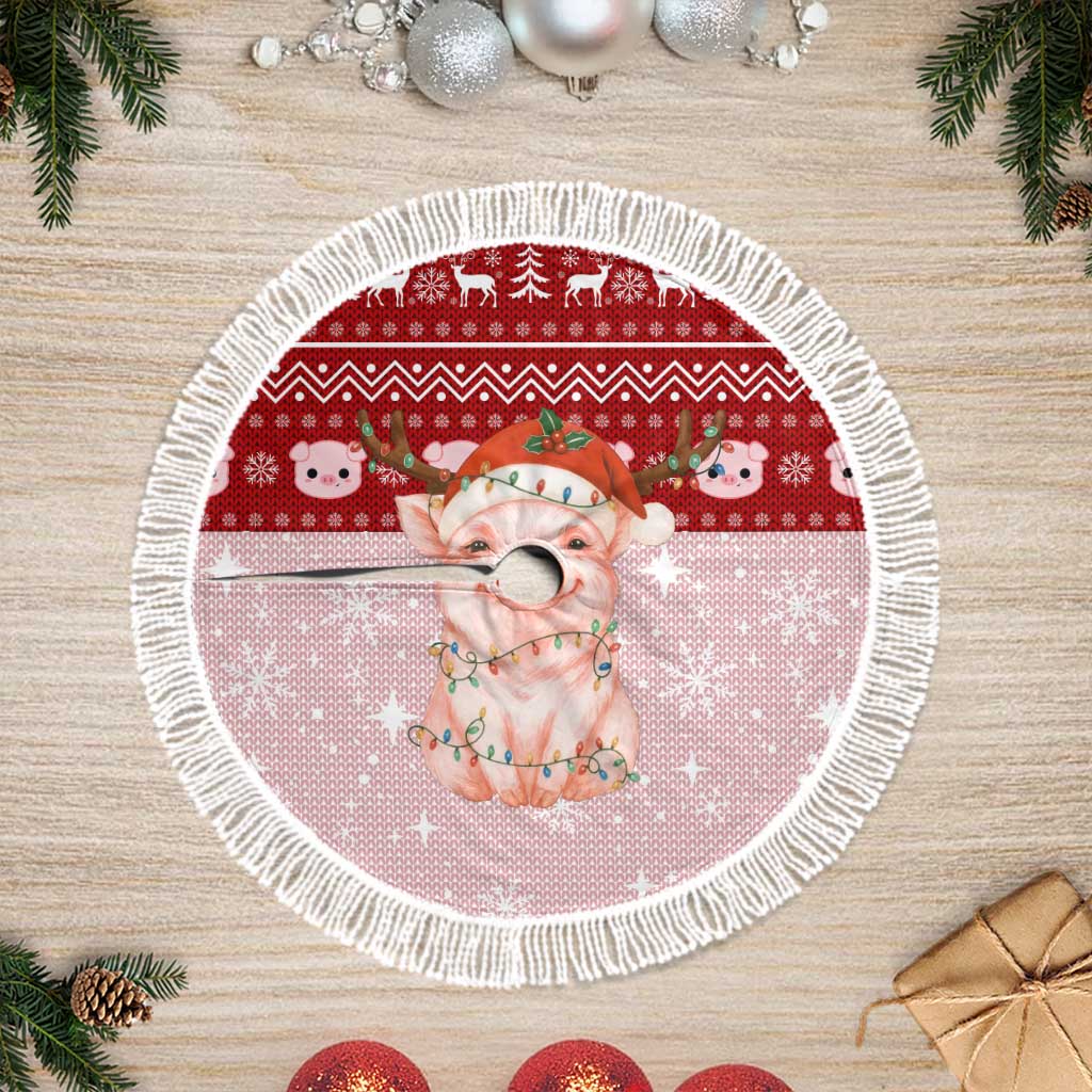 Lovely Pig Merry Christmas Tree Skirt Xmas Holiday Patterns - Wonder Print Shop