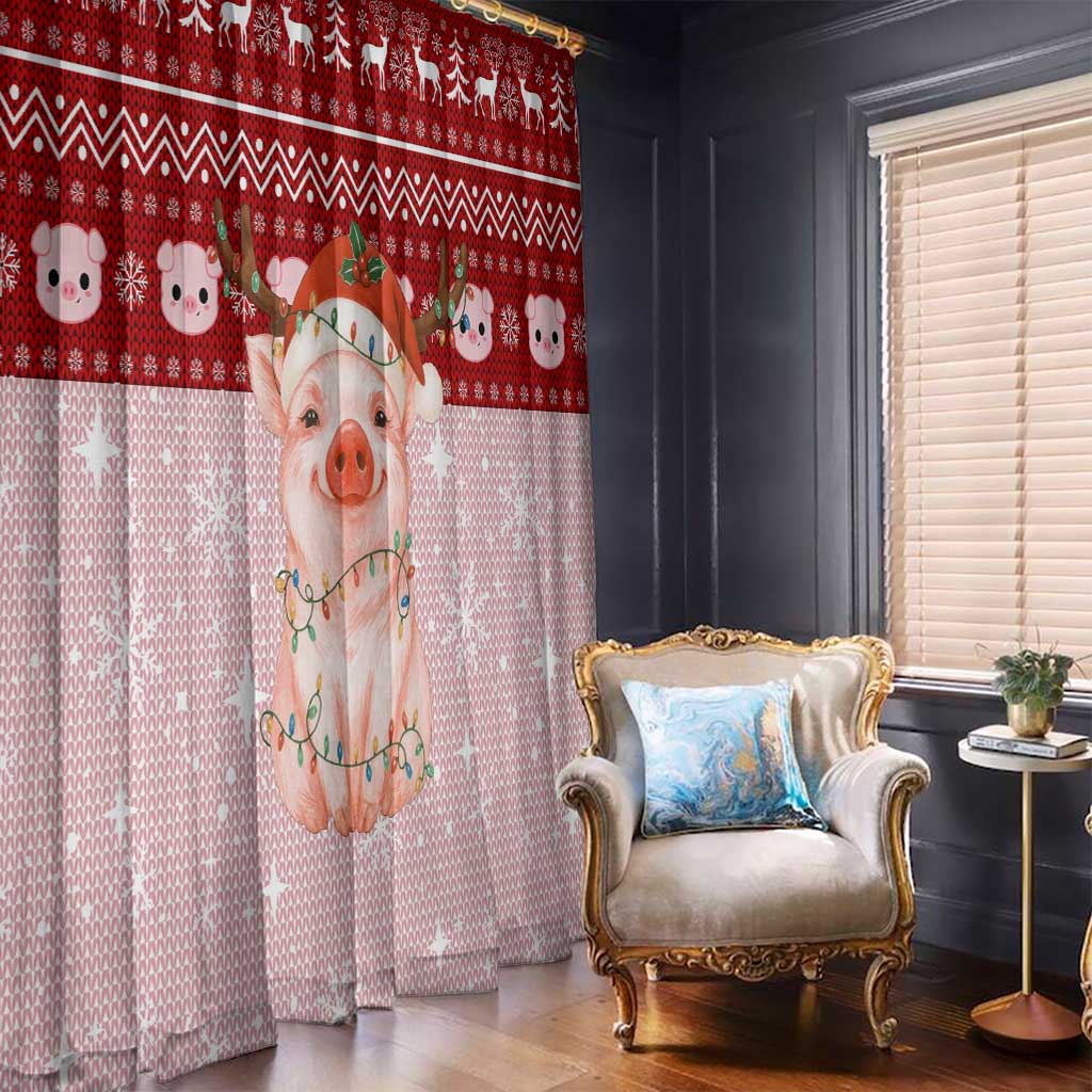 Lovely Pig Merry Christmas Window Curtain Xmas Holiday Patterns - Wonder Print Shop