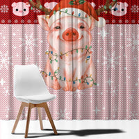 Lovely Pig Merry Christmas Window Curtain Xmas Holiday Patterns - Wonder Print Shop
