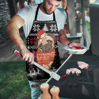 Lovely Pug Dog Christmas Apron Xmas Holiday Patterns - Wonder Print Shop