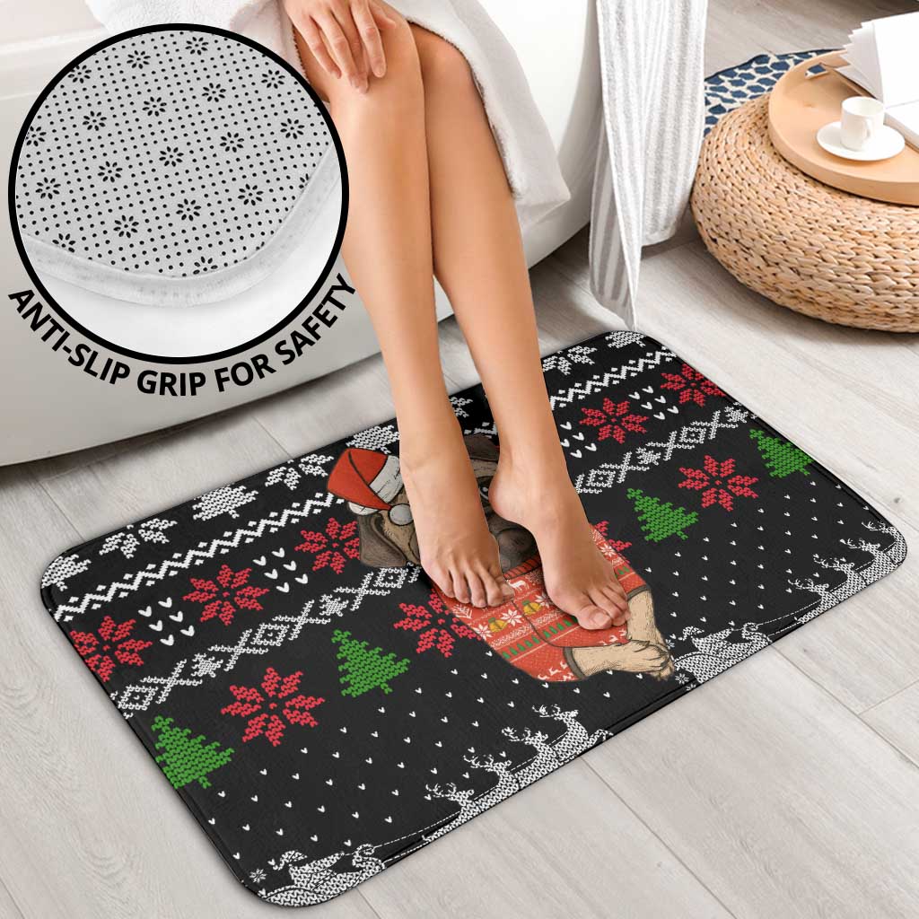 Lovely Pug Dog Christmas Bathroom Set Xmas Holiday Patterns - Wonder Print Shop