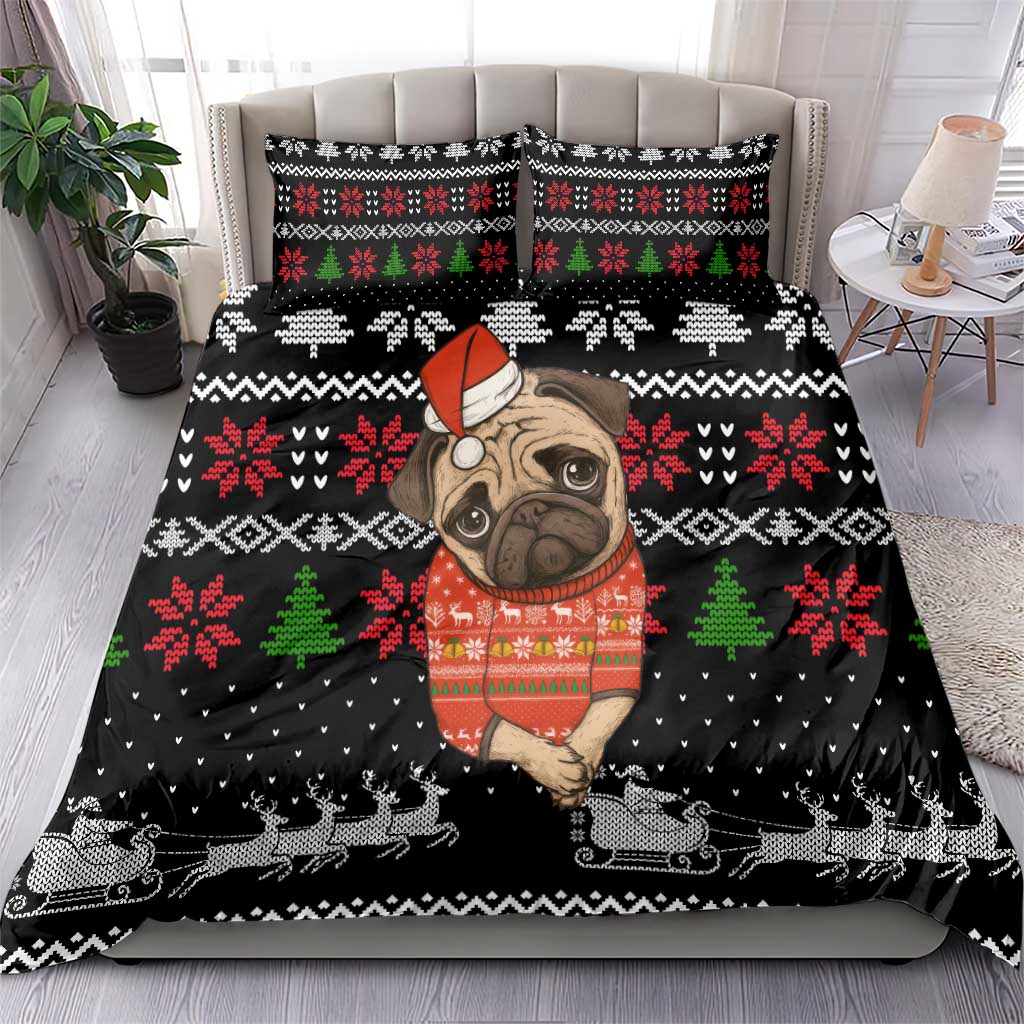 Lovely Pug Dog Christmas Bedding Set Xmas Holiday Patterns - Wonder Print Shop
