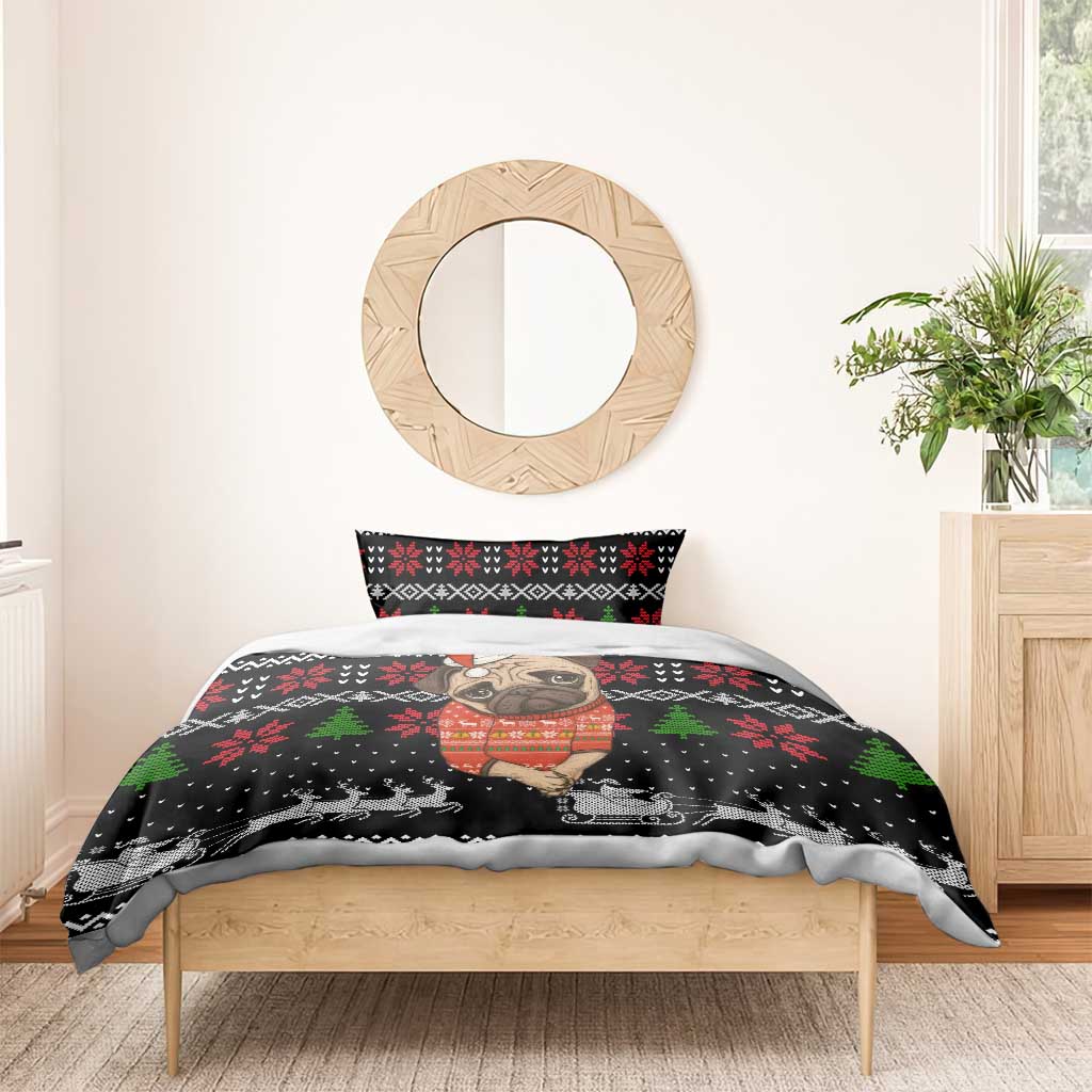 Lovely Pug Dog Christmas Bedding Set Xmas Holiday Patterns - Wonder Print Shop