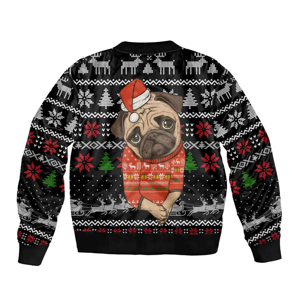 Lovely Pug Dog Christmas Bomber Jacket Xmas Holiday Patterns - Wonder Print Shop