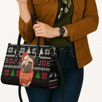 Lovely Pug Dog Christmas Leather Bag Xmas Holiday Patterns - Wonder Print Shop