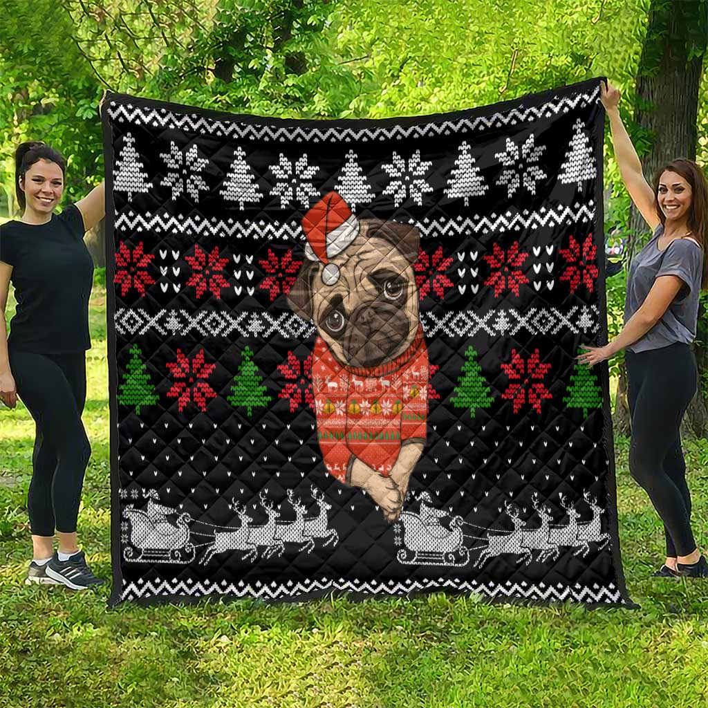 Lovely Pug Dog Christmas Quilt Xmas Holiday Patterns - Wonder Print Shop