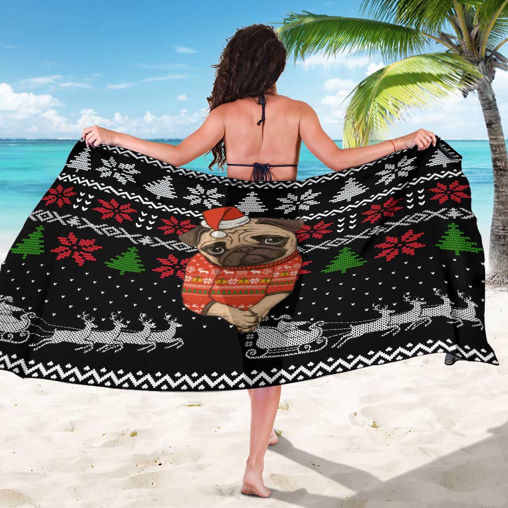 Lovely Pug Dog Christmas Sarong Xmas Holiday Patterns - Wonder Print Shop