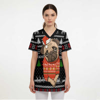 Lovely Pug Dog Christmas Scrub Top Xmas Holiday Patterns - Wonder Print Shop