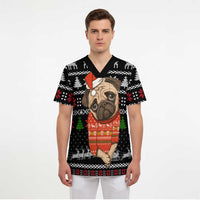 Lovely Pug Dog Christmas Scrub Top Xmas Holiday Patterns - Wonder Print Shop