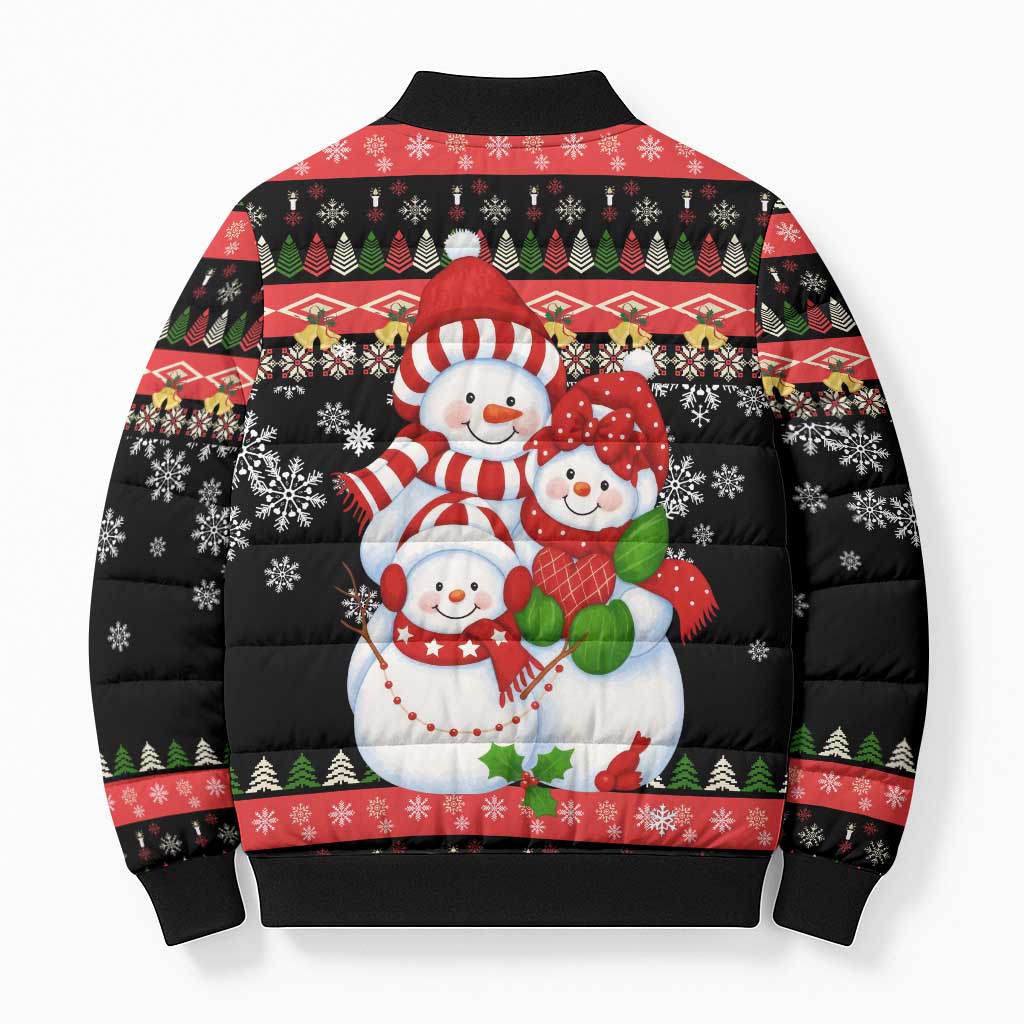 Lovely Snowman Christmas Bomber Puffer Jacket Xmas Holiday Patterns - Wonder Print Shop