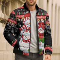 Lovely Snowman Christmas Bomber Puffer Jacket Xmas Holiday Patterns - Wonder Print Shop