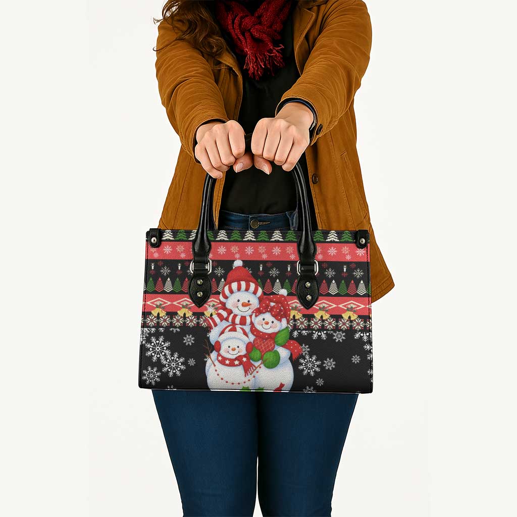 Lovely Snowman Christmas Leather Bag Xmas Holiday Patterns - Wonder Print Shop