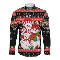 Lovely Snowman Christmas Long Sleeve Button Shirt Xmas Holiday Patterns - Wonder Print Shop