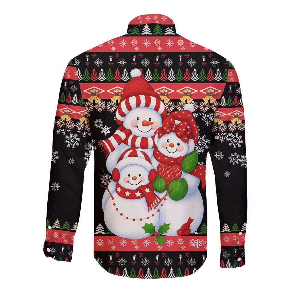 Lovely Snowman Christmas Long Sleeve Button Shirt Xmas Holiday Patterns - Wonder Print Shop
