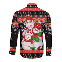 Lovely Snowman Christmas Long Sleeve Button Shirt Xmas Holiday Patterns - Wonder Print Shop
