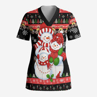 Lovely Snowman Christmas Scrub Top Xmas Holiday Patterns - Wonder Print Shop