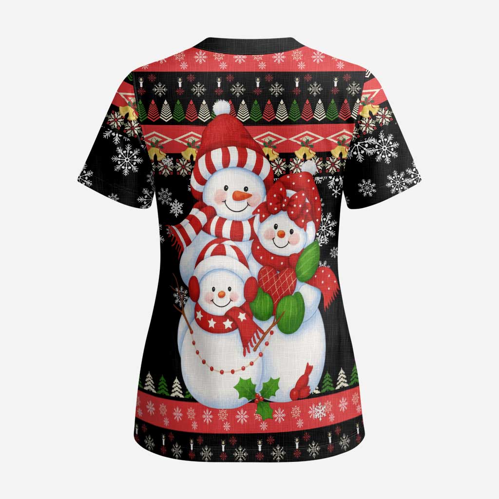 Lovely Snowman Christmas Scrub Top Xmas Holiday Patterns - Wonder Print Shop