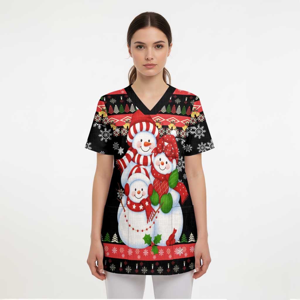 Lovely Snowman Christmas Scrub Top Xmas Holiday Patterns - Wonder Print Shop