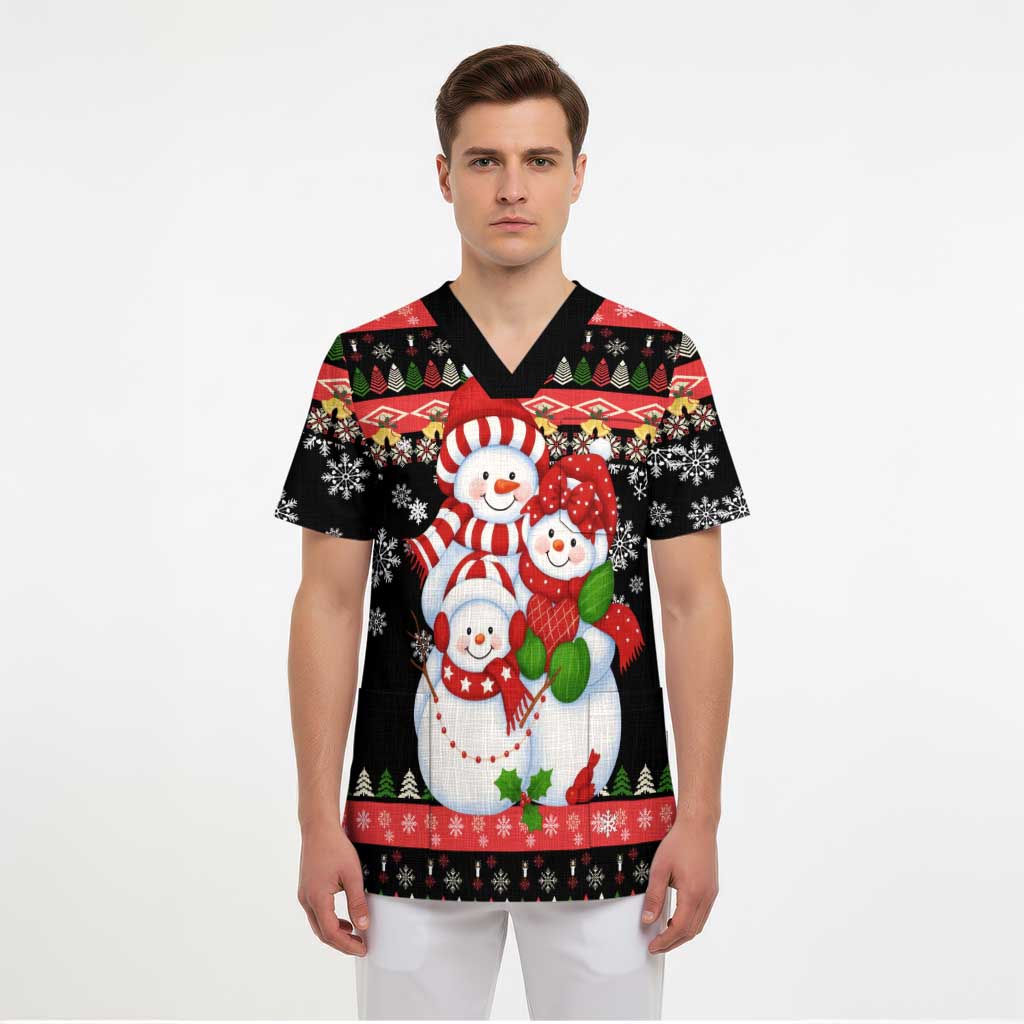 Lovely Snowman Christmas Scrub Top Xmas Holiday Patterns - Wonder Print Shop