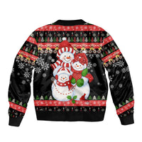 Lovely Snowman Christmas Sleeve Zip Bomber Jacket Xmas Holiday Patterns - Wonder Print Shop