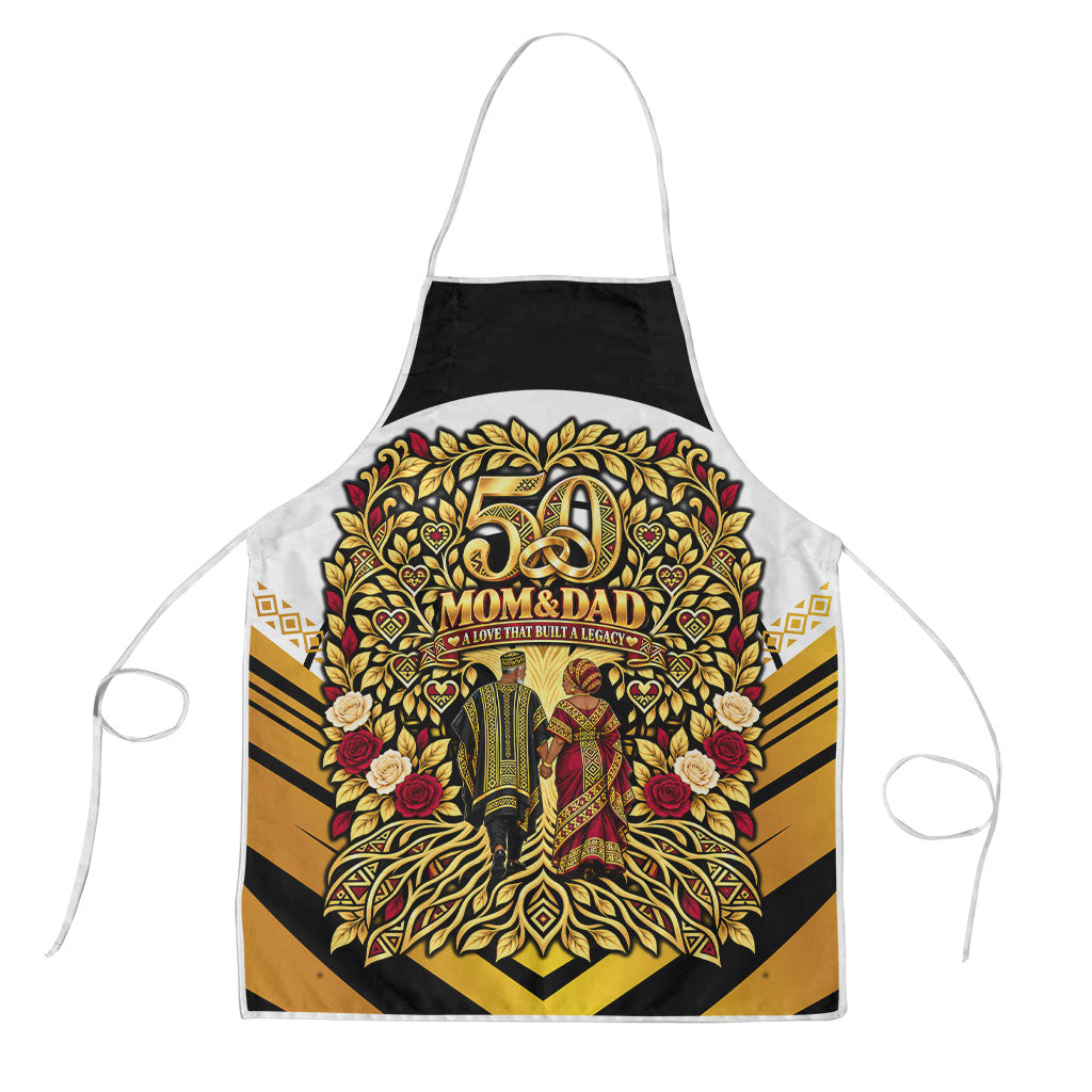 African 50th Anniversary Wedding Apron Mom and Dad - A Love That Built A Legacy