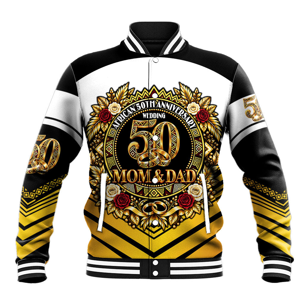 African 50th Anniversary Wedding Baseball Jacket Mom and Dad - A Love That Built A Legacy