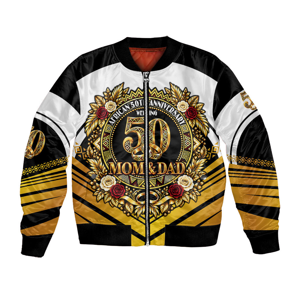 African 50th Anniversary Wedding Bomber Jacket Mom and Dad - A Love That Built A Legacy