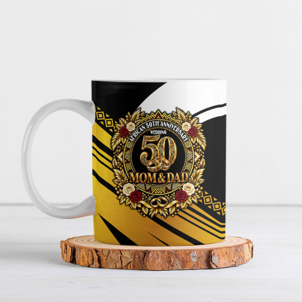 African 50th Anniversary Wedding Ceramic Mug Mom and Dad - A Love That Built A Legacy