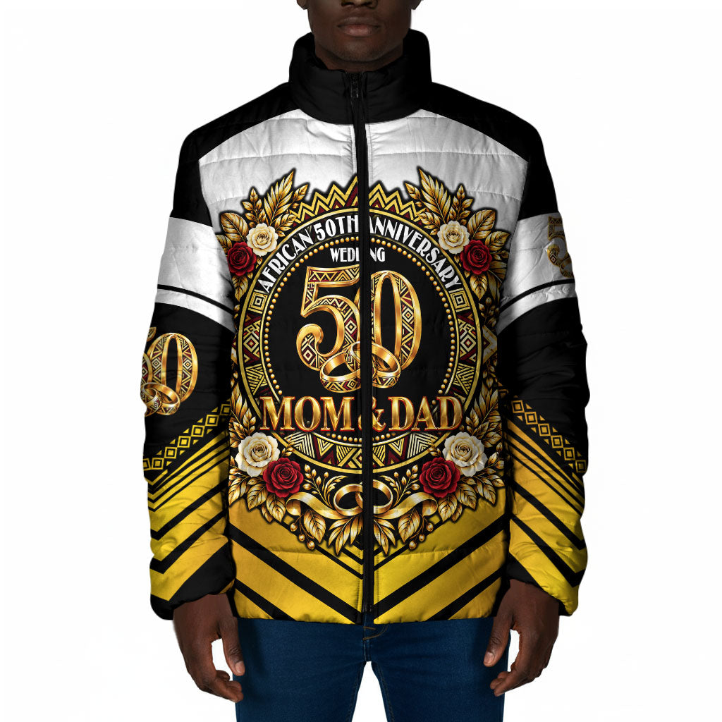African 50th Anniversary Wedding Padded Jacket Mom and Dad - A Love That Built A Legacy