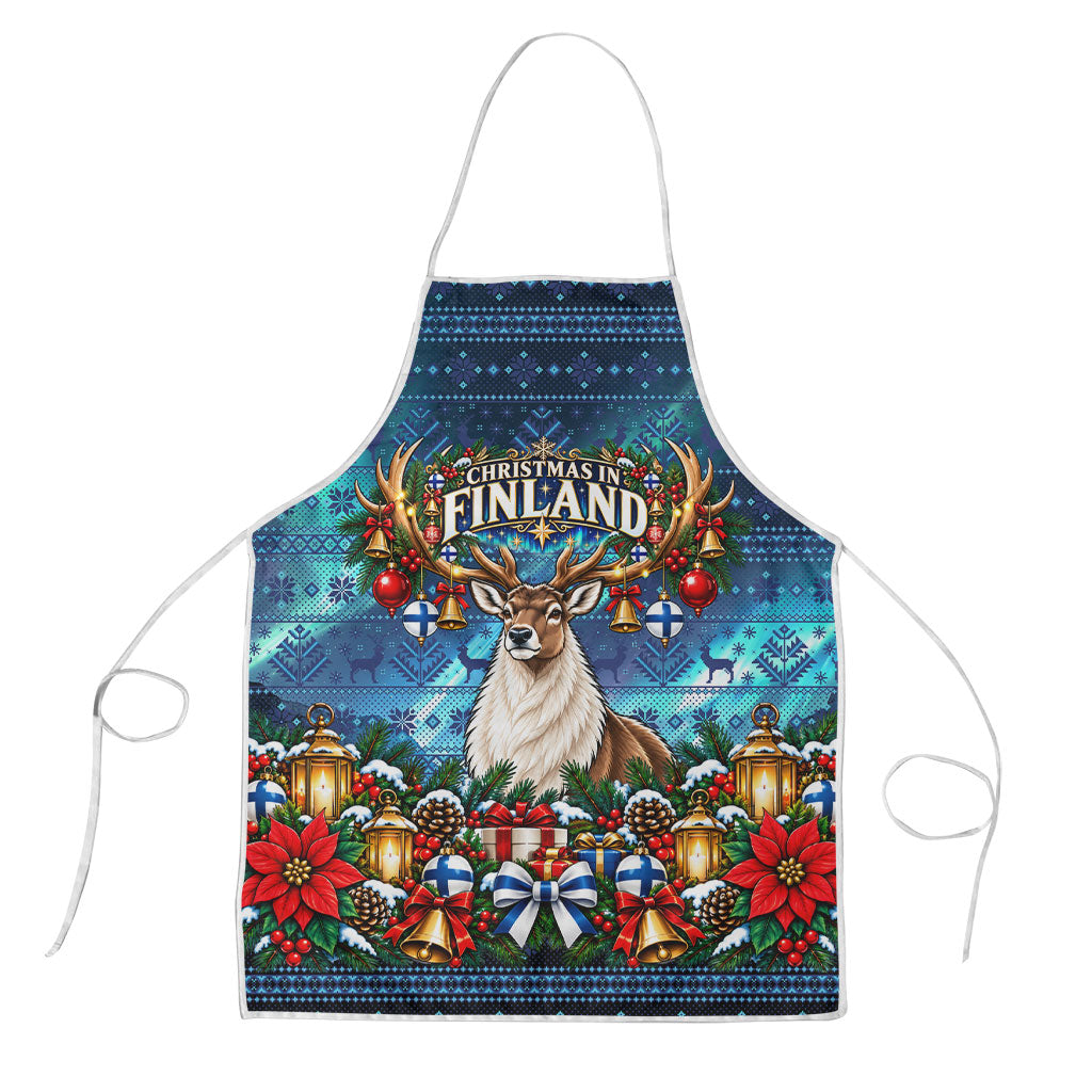 Christmas In Finland Apron Nordic Winter Fair Isle - Magic Of The North Reindeer