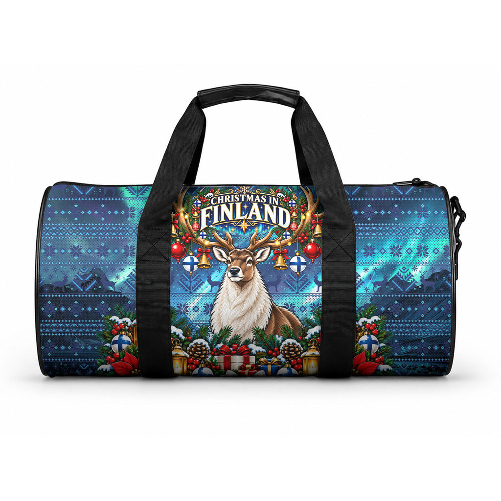 Christmas In Finland Duffle Bag Nordic Winter Fair Isle - Magic Of The North Reindeer