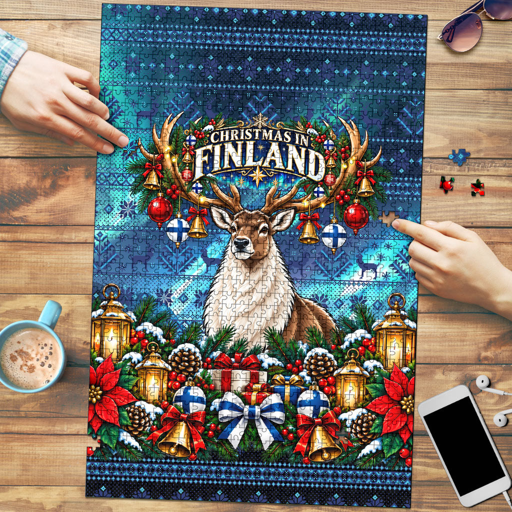 Christmas In Finland Puzzle Nordic Winter Fair Isle - Magic Of The North Reindeer
