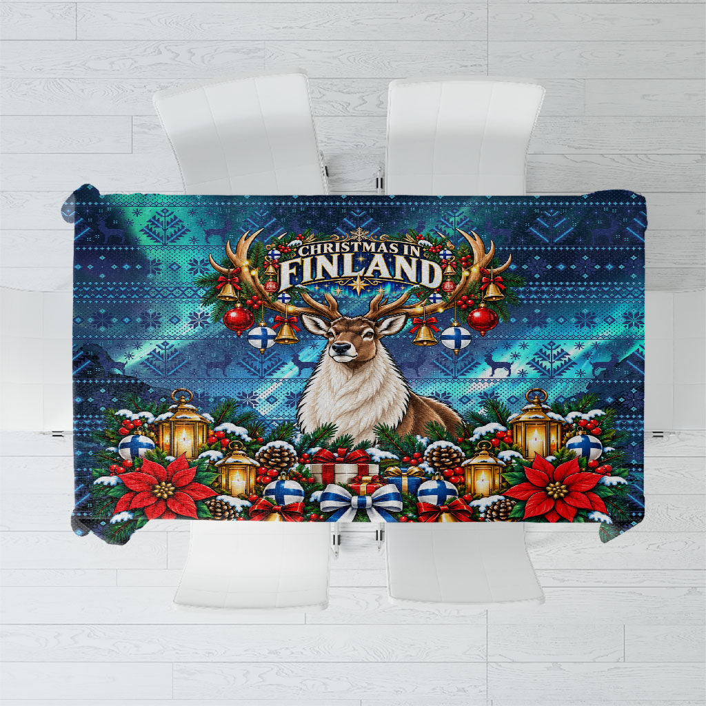 Christmas In Finland Tablecloth Nordic Winter Fair Isle - Magic Of The North Reindeer
